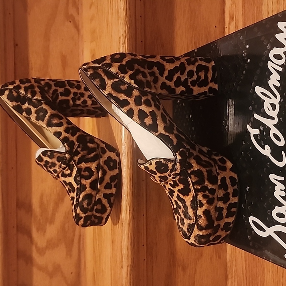NIB Sam Edelman "Aretha" Leopard Brahma Platform Horsebit Loafers 9M - Picture 3 of 15